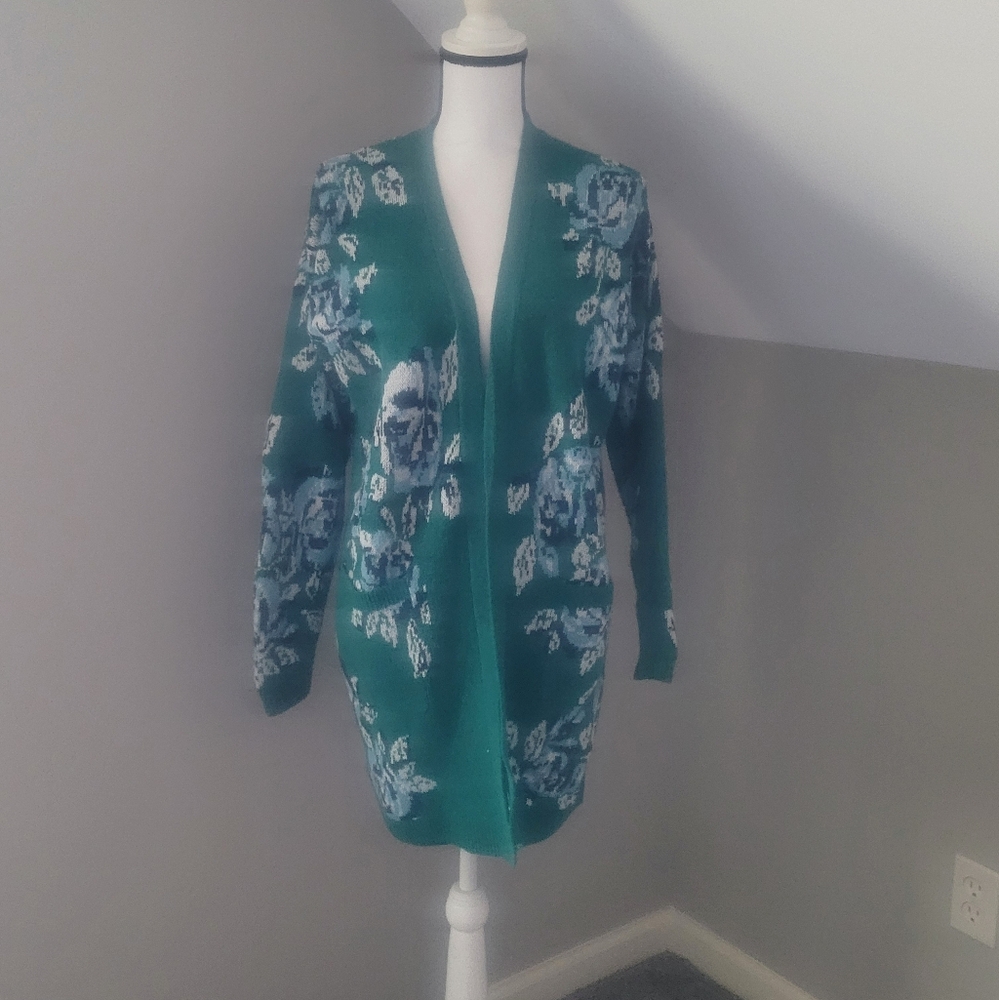 The Pioneer Woman Floral Jacquard Open Front Cardigan
